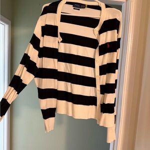 Polo by Ralph Lauren Black and White Striped Women's Sweater